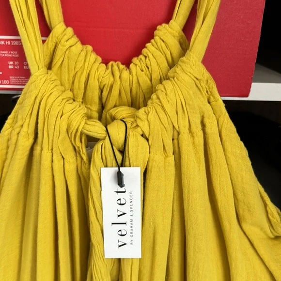 NWT LINEN COTTON YELLOW MAXI DRESS by VELVET - Picture 5 of 7